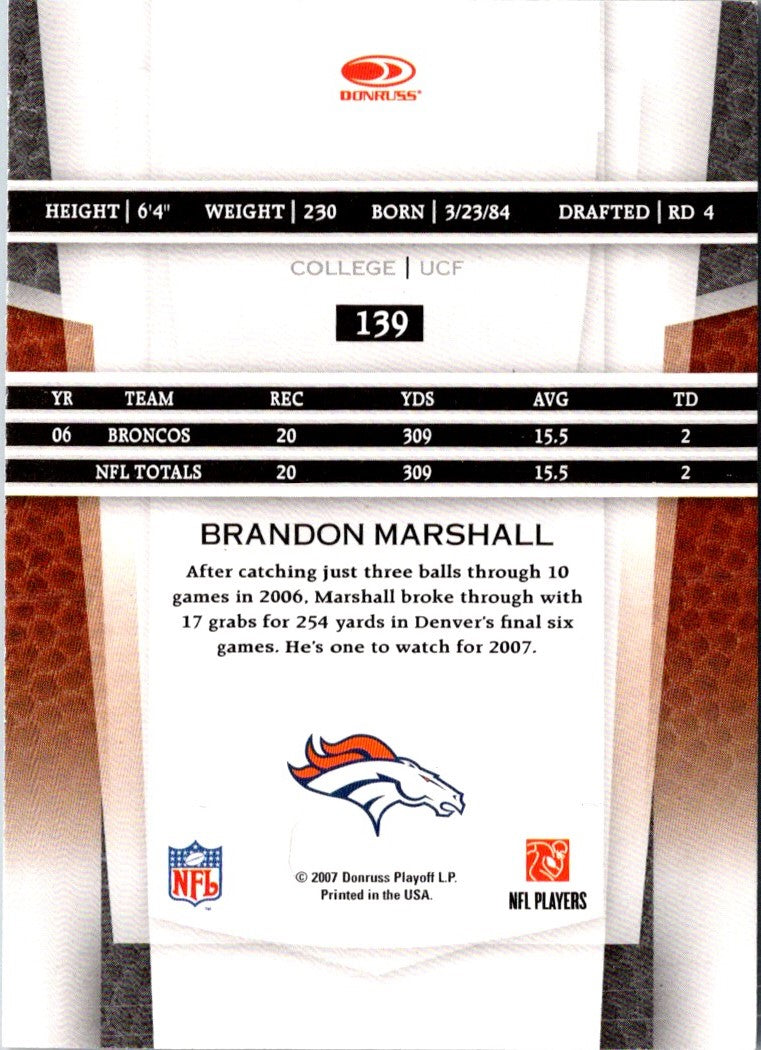 2007 Leaf Certified Materials Brandon Marshall