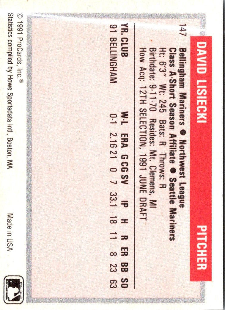 1991 ProCards David Lisiecki
