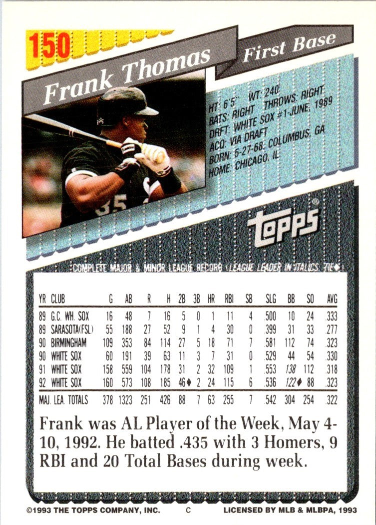 1993 Topps Gold Frank Thomas