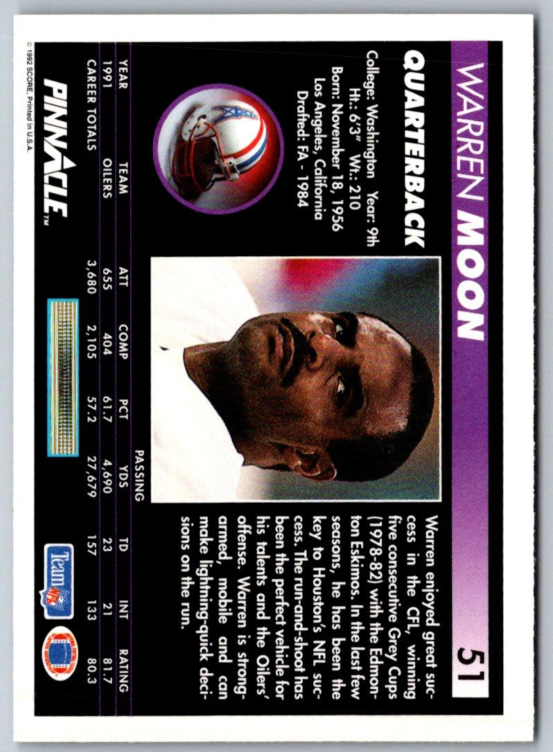 1992 Pinnacle Warren Moon