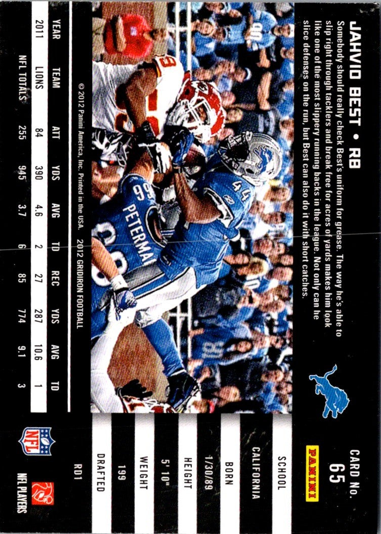 2012 Panini Gridiron Jahvid Best