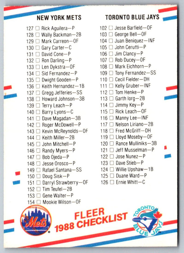 1988 Fleer Checklist 102- #655