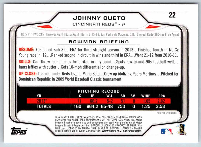 2014 Bowman Johnny Cueto