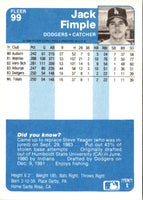 1984 Fleer Jack Fimple #99 Rookie