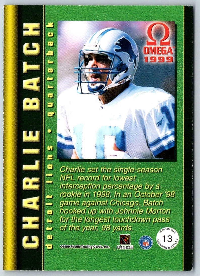 1999 Pacific Omega Gridiron Masters Charlie Batch