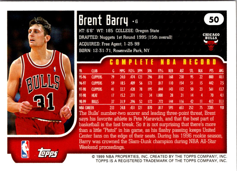 1999 Topps Brent Barry