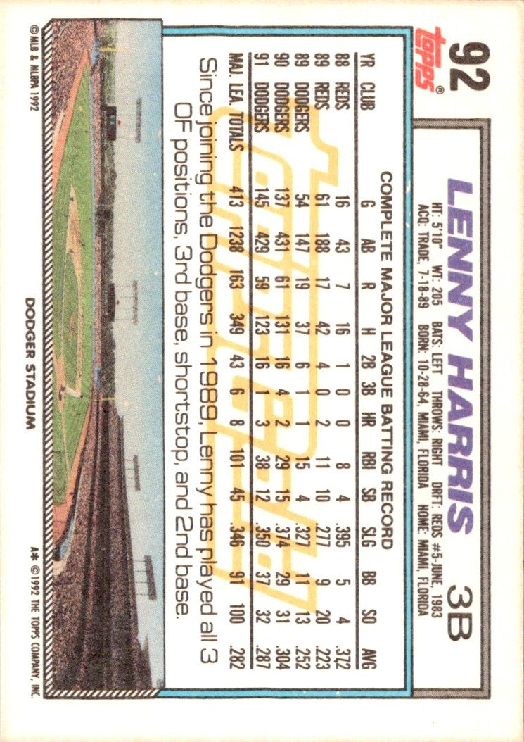 1992 Topps Lenny Harris