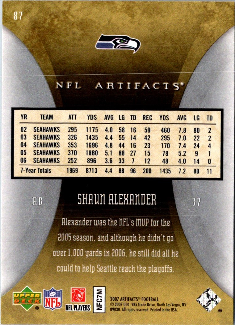 2007 Upper Deck Artifacts Shaun Alexander