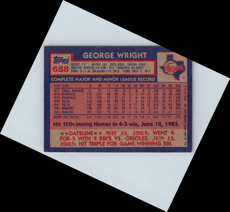 1984 Topps George Wright