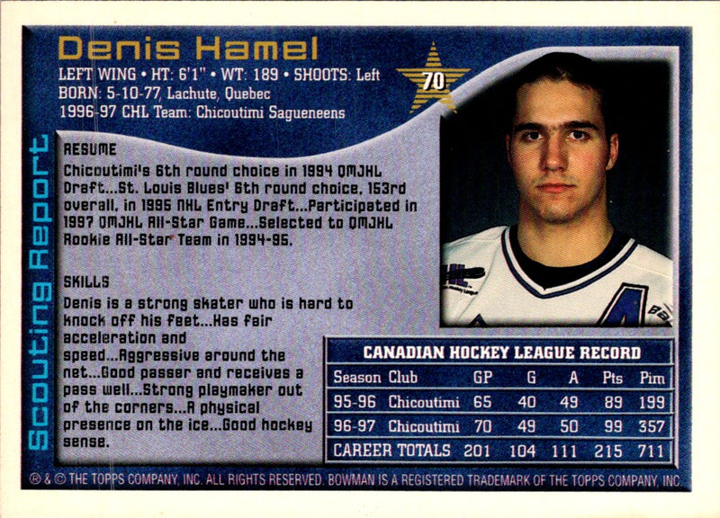 1997 Bowman CHL Denis Hamel