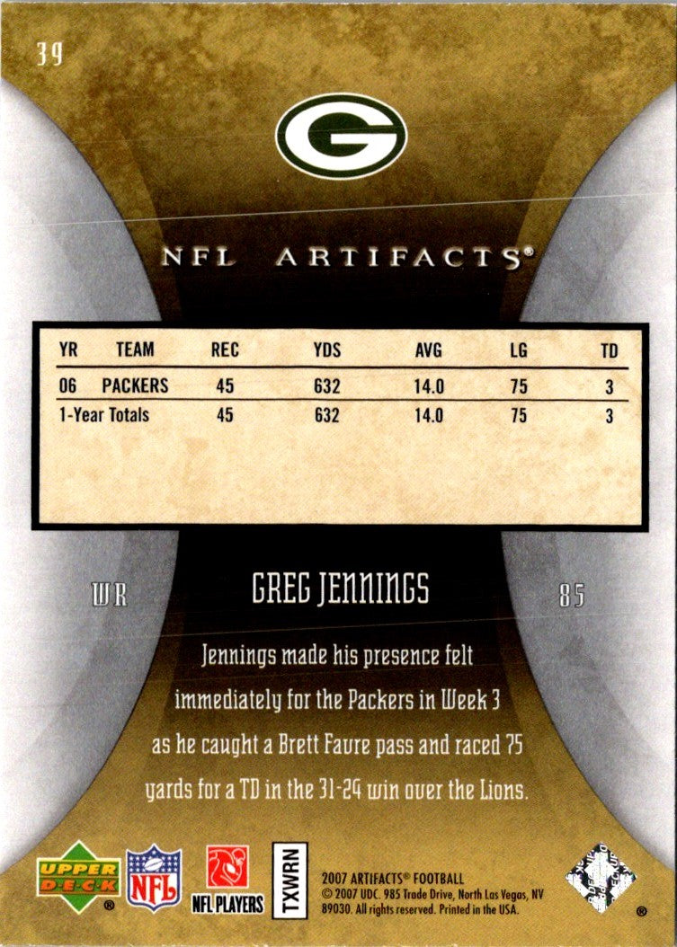 2007 Upper Deck Artifacts Greg Jennings