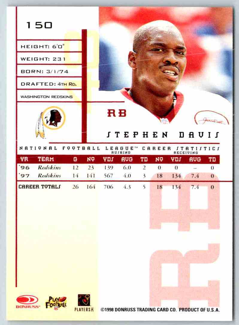 1998 Leaf Rookies And Stars Stephen Davis