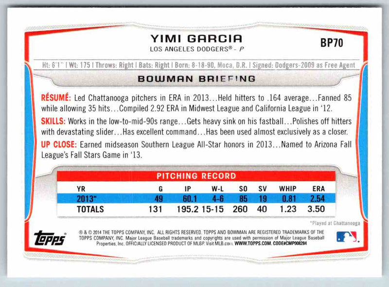 2014 Bowman Yimi Garcia