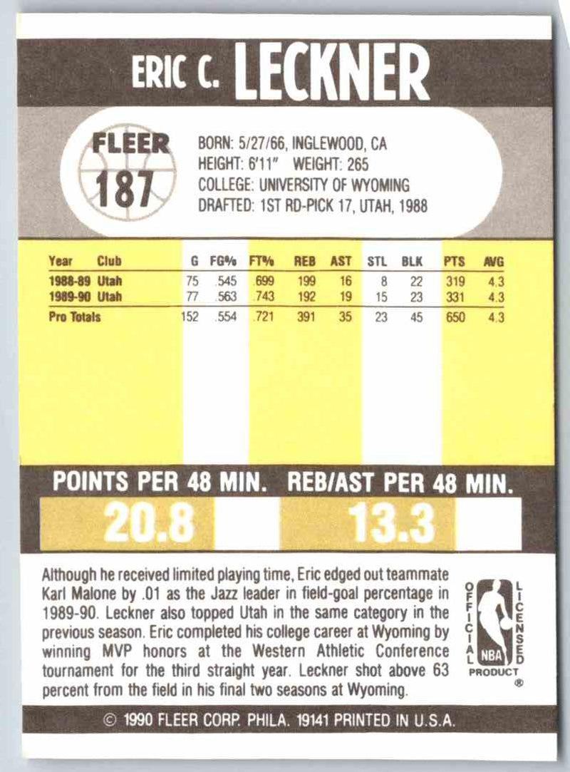 1990 Fleer Eric Leckner