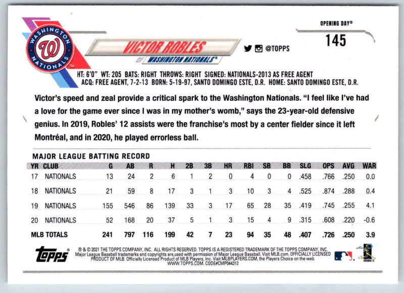 2021 Topps Opening Day Victor Robles