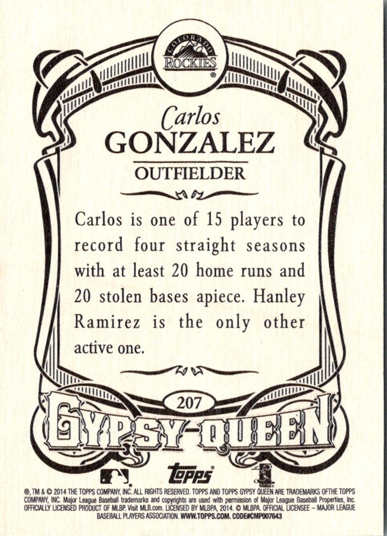 2014 Topps Gypsy Queen Carlos Gonzalez