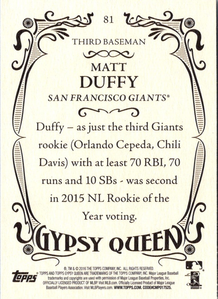 2016 Topps Gypsy Queen Matt Duffy