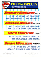 1993 Topps Gold Jeromy Burnitz/Melvin Nieves/Rich Becker/Shon Walker #658 Rookie