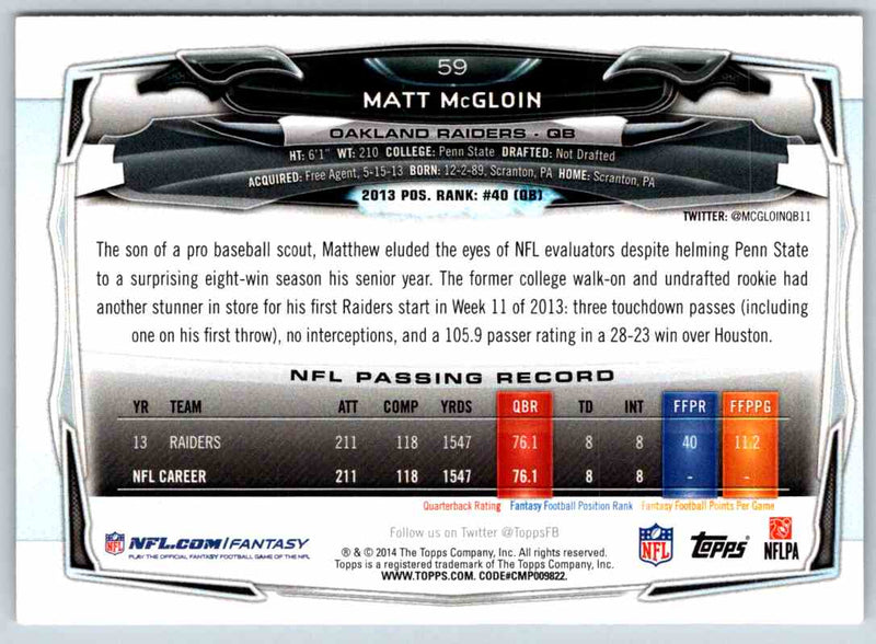 2014 Topps Matt McGloin