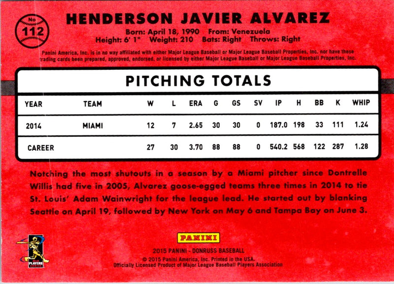 2015 Donruss Henderson Alvarez