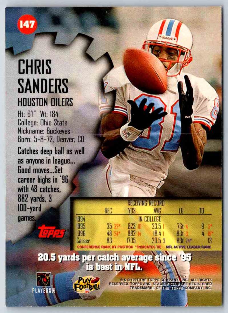 1997 Topps Stadium Club Football Chris Sanders