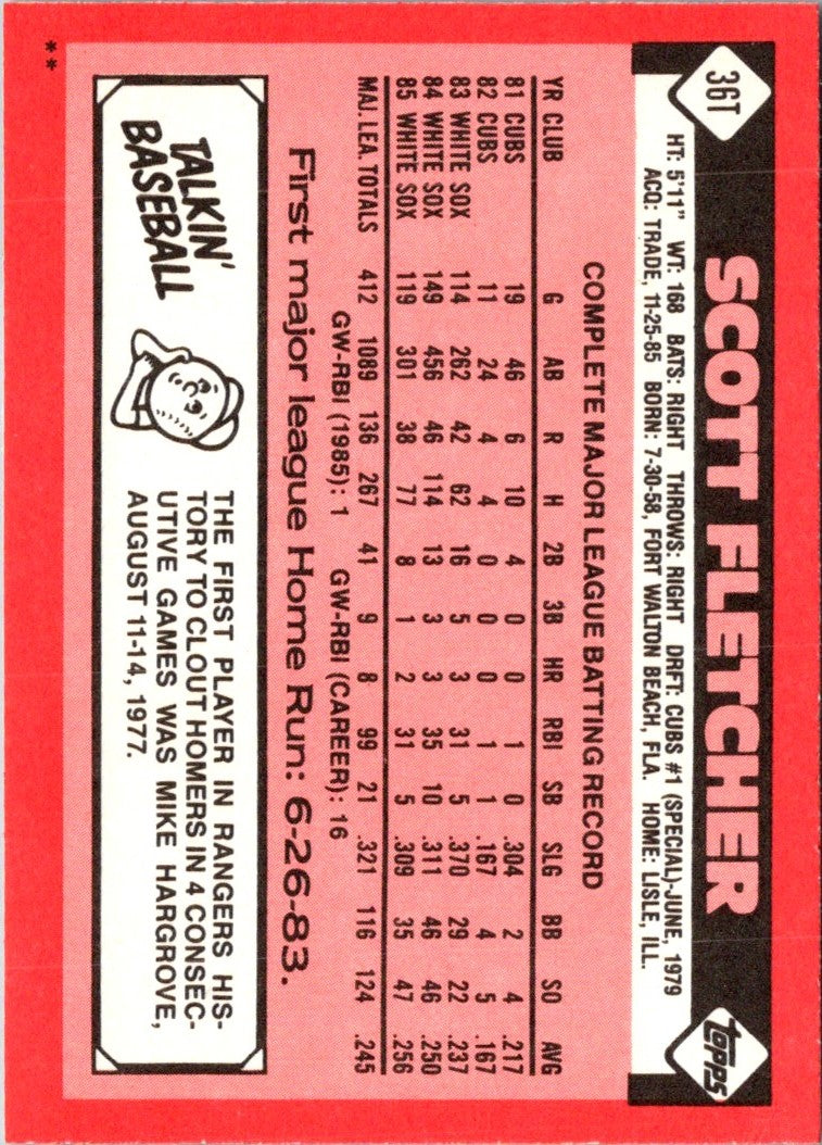 1986 Topps Traded Scott Fletcher