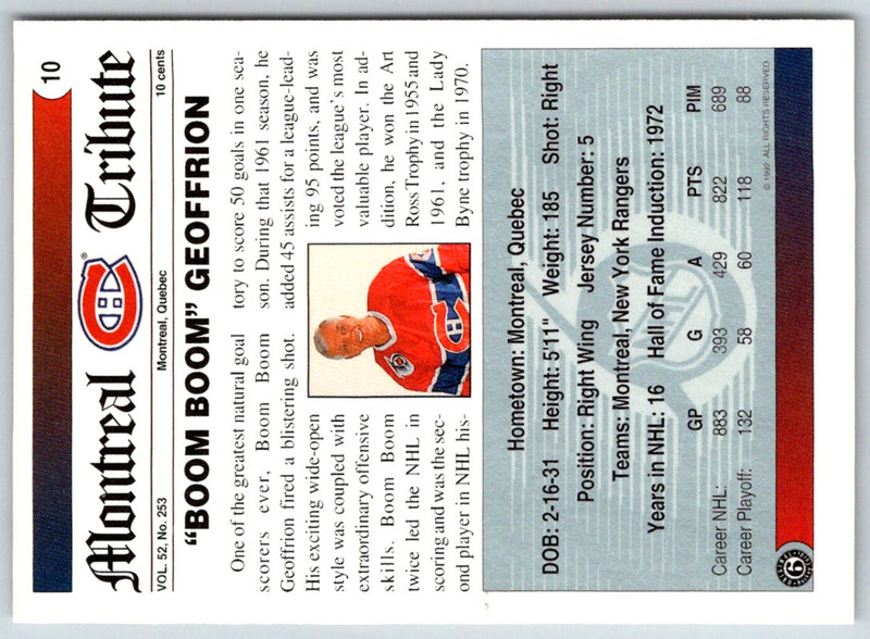 1991 ProSet Bernie Geoffrion