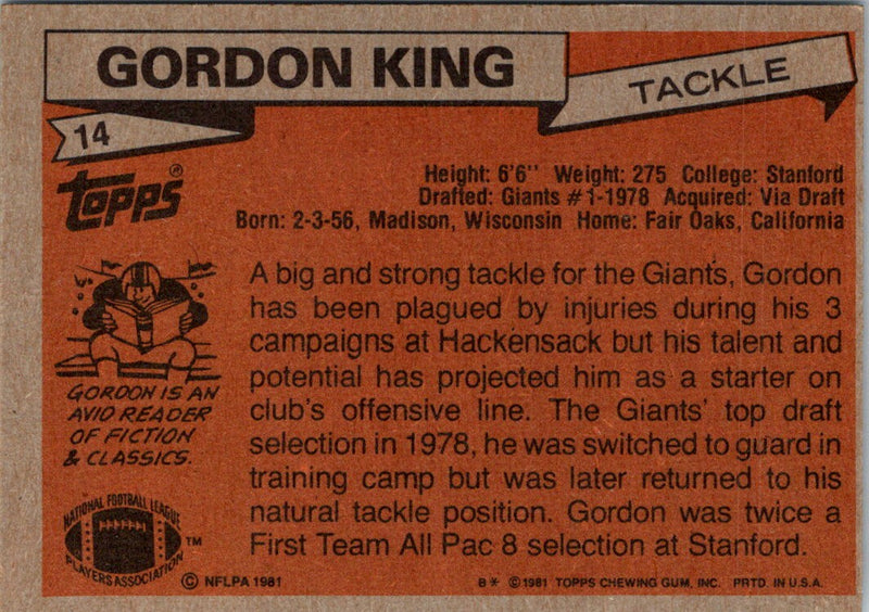 1981 Topps Gordon King