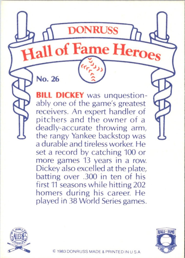 1983 Donruss Hall of Fame Heroes Bill Dickey