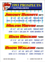 1993 Topps Jeromy Burnitz/Melvin Nieves/Rich Becker/Shon Walker #658 Rookie