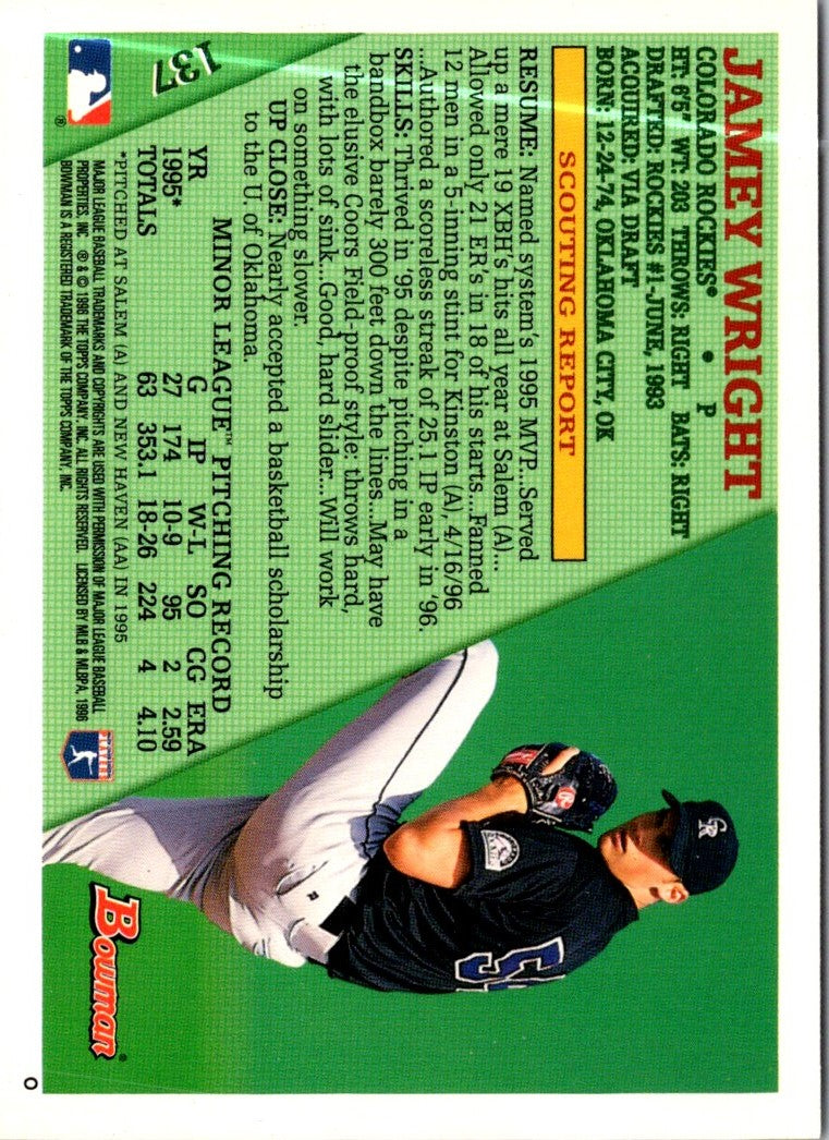 1996 Bowman Jamey Wright