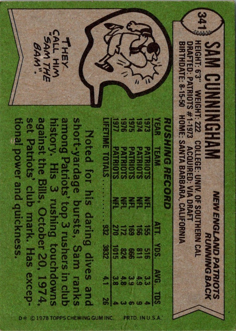 1978 Topps Sam Cunningham