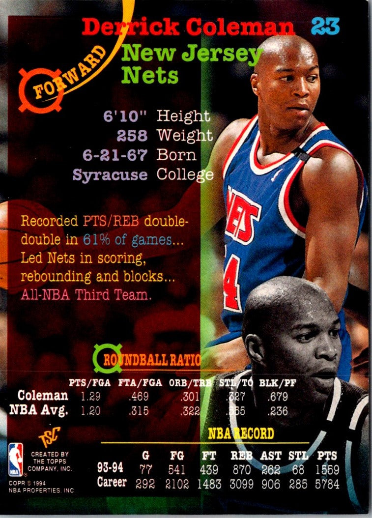 1994 Stadium Club Derrick Coleman