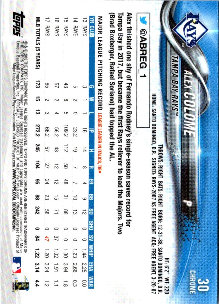 2018 Topps Chrome Alex Colome