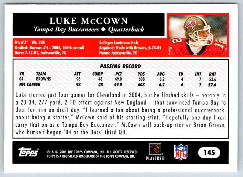 2005 Topps 1st Edition Luke McCown