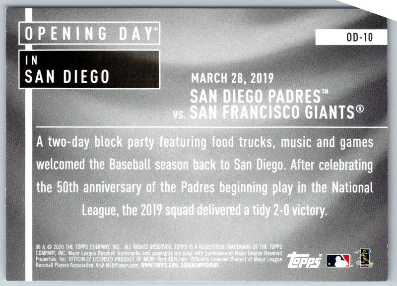 2020 Topps Opening Day San Diego Padres