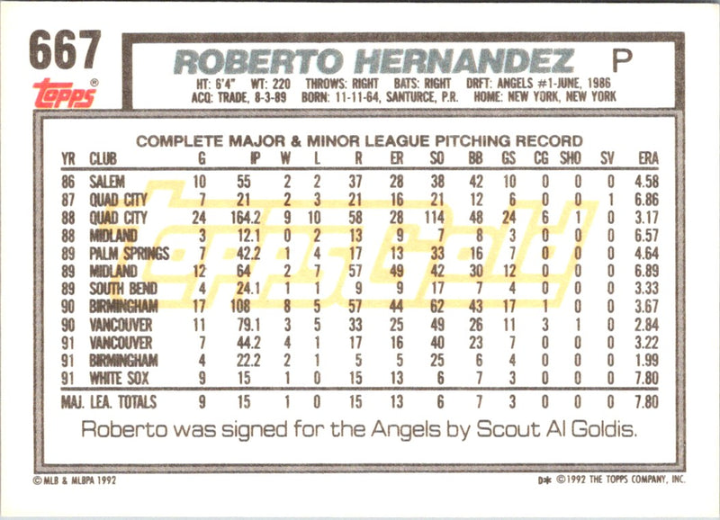 1992 Topps Roberto Hernandez