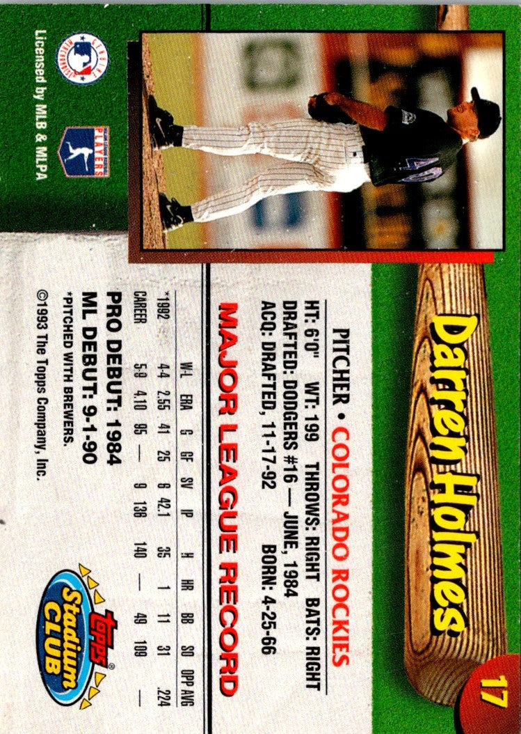 1993 Stadium Club Colorado Rockies Darren Holmes