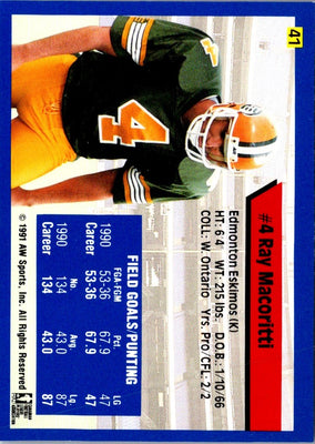 1991 All World CFL Ray Macoritti #41