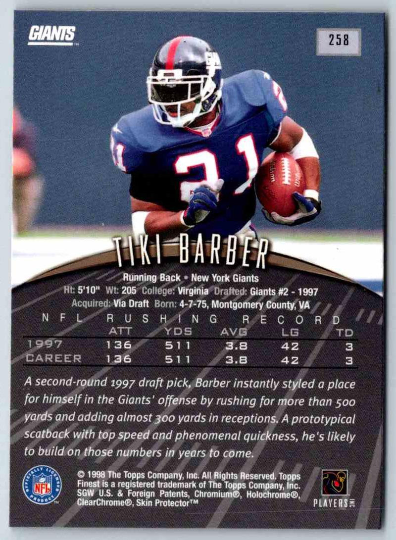 1998 Topps Finest Football Tiki Barber