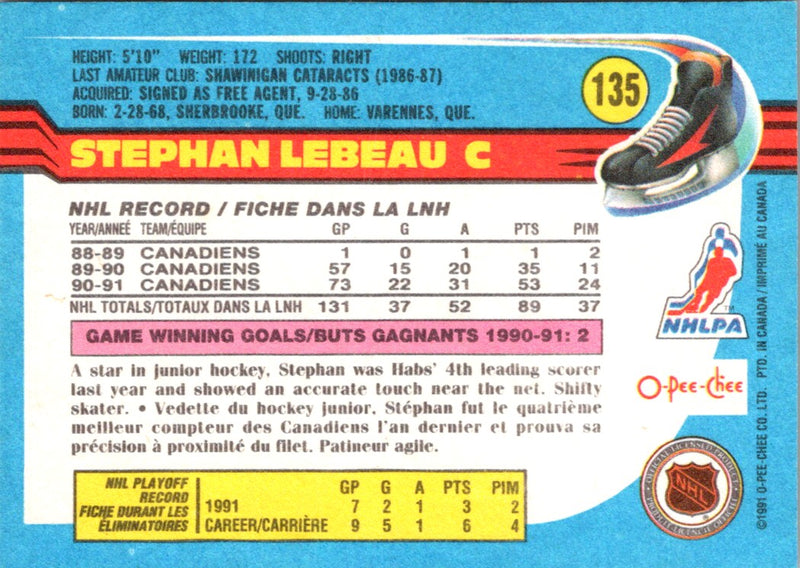 1991 O-Pee-Chee Stephan Lebeau