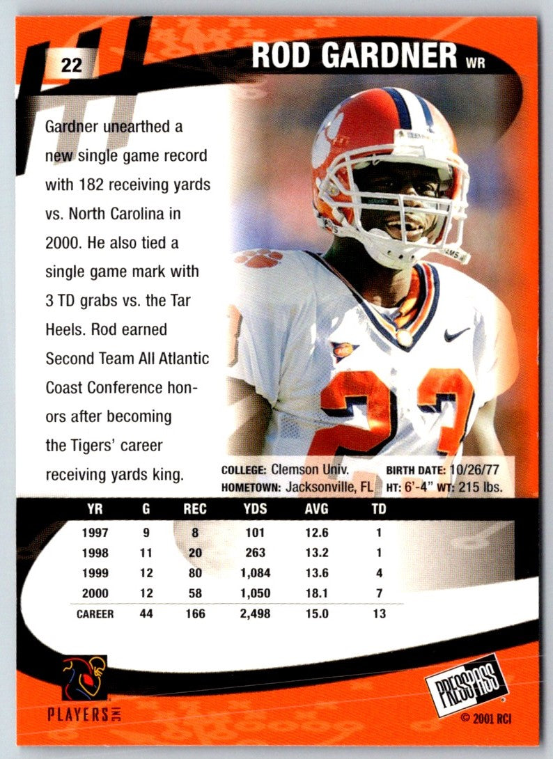 2001 Press Pass Rod Gardner