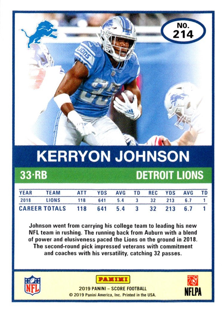 2019 Score Kerryon Johnson