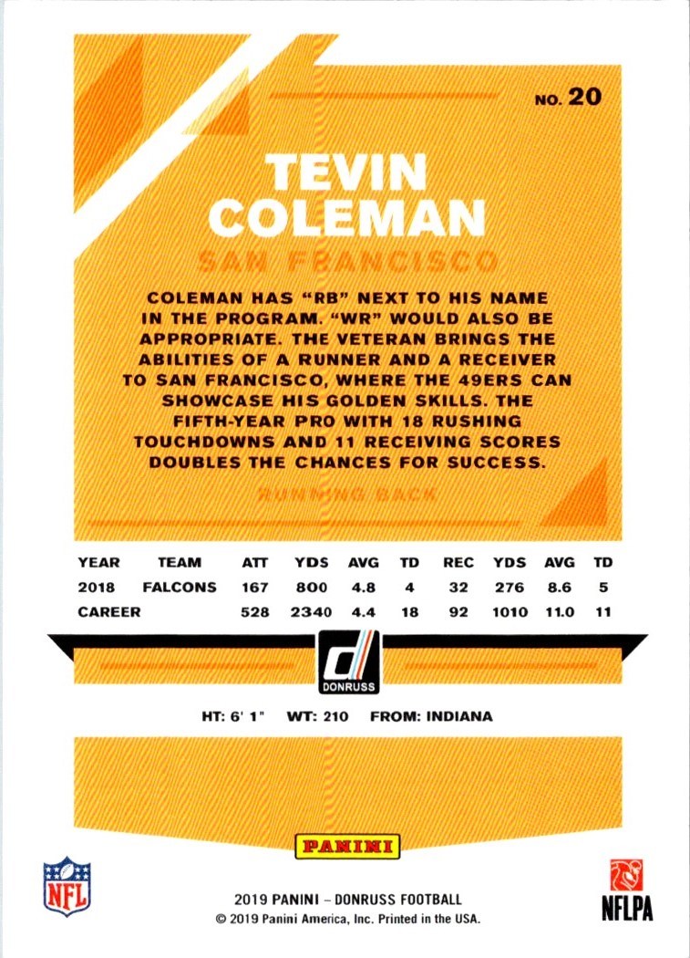 2019 Donruss Tevin Coleman