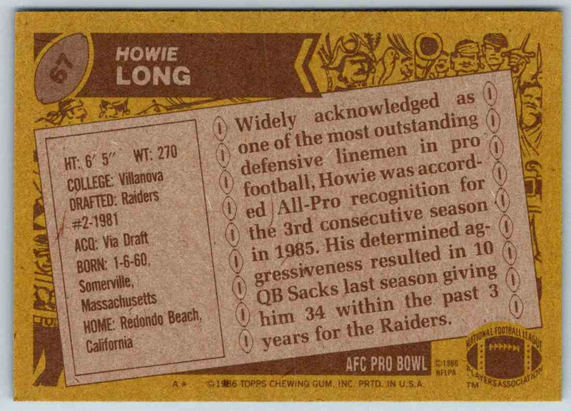 1986 Topps Howie Long