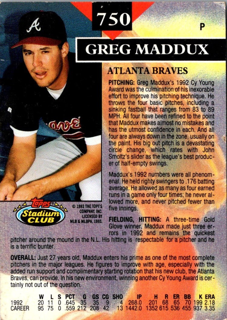 1993 Stadium Club Members Only Greg Maddux