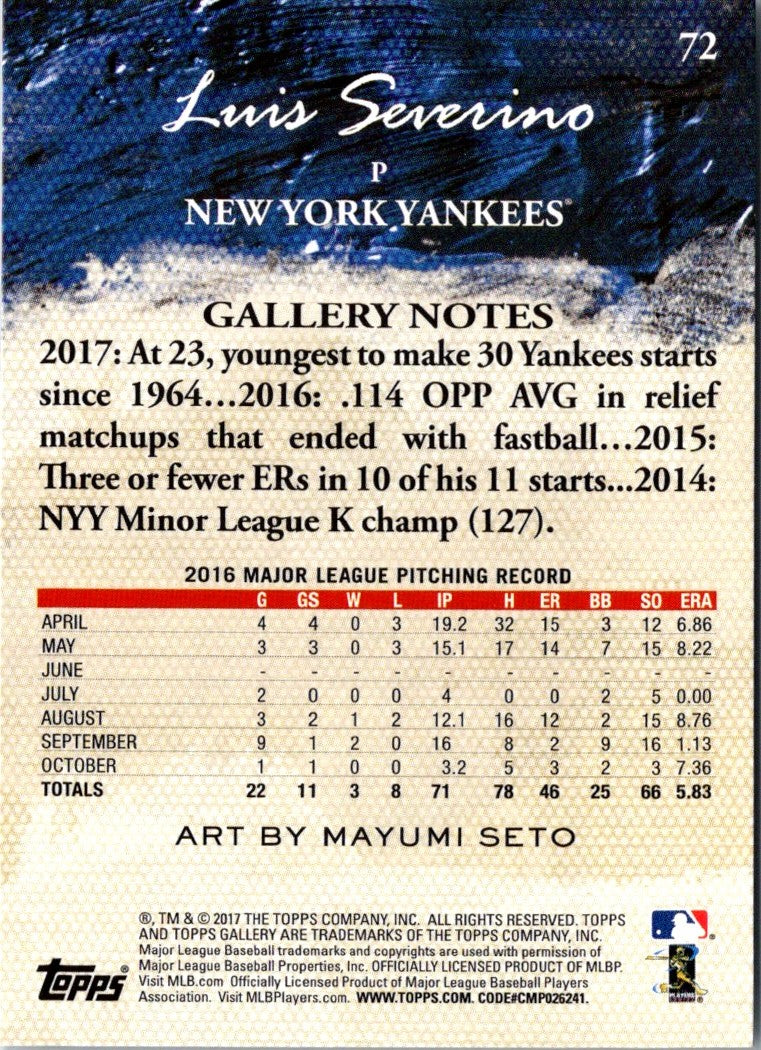 2017 Topps Gallery Luis Severino