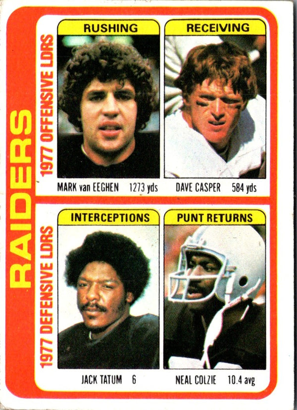 1978 Topps Mark van Eeghen/Dave Casper/Jack Tatum/Neal Colzie #520