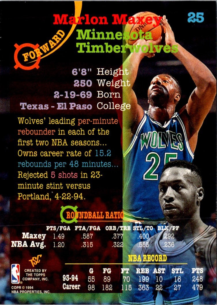 1994 Stadium Club Marlon Maxey