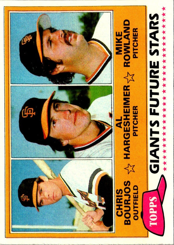 1981 Topps Giants Future Stars - Chris Bourjos/Al Hargesheimer/Mike Rowland #502 Rookie